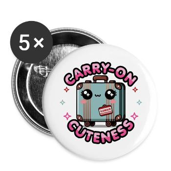 Kawaii Koffer – Handgepäck Niedlichkeit Reise Wortspiel - Buttons klein 25 mm (5er Pack) - Weiß - Vorne