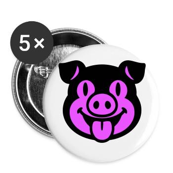 Piglet Pig Head - Buttons small 1''/25 mm (5-pack) - white - Front