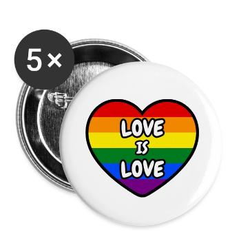 love is love - Buttons klein 25 mm (5er Pack) - Weiß - Vorne