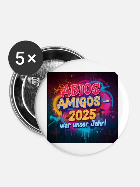 Stylisches Abschluss 2025 Design – Perfekt - Buttons klein 25 mm (5er Pack) - Weiß