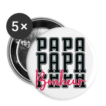 Papa Bonheur - Lot de 5 petits badges (25 mm) - blanc - Devant