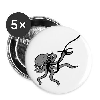 Oktopus Angelhaken Angler Am Haken Kampf Gefangen - Buttons klein 25 mm (5er Pack) - Weiß - Vorne