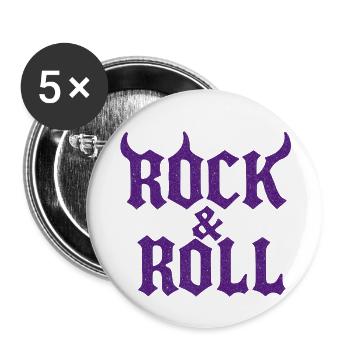rock and roll with horns - Buttons small 1''/25 mm (5-pack) - white - Front