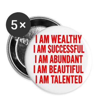 Powerful Self Love Affirmations - Buttons small 1''/25 mm (5-pack) - white - Front