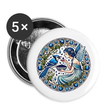 Blauhäher Fee - Buttons klein 25 mm (5er Pack) - Weiß - Vorne