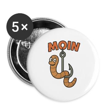 Moin Wurm - Buttons klein 25 mm (5er Pack) - Weiß - Vorne