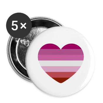 Herz in den Farben der Lesbenflagge - Buttons klein 25 mm (5er Pack) - Weiß - Vorne
