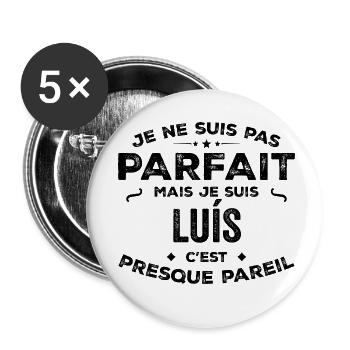 Luis – Un Prénom, Une Légende Drôle et Fière - Lot de 5 petits badges (25 mm) - blanc - Devant