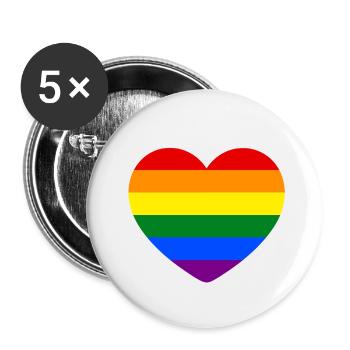 Regenbogenherz - Buttons klein 25 mm (5er Pack) - Weiß - Vorne