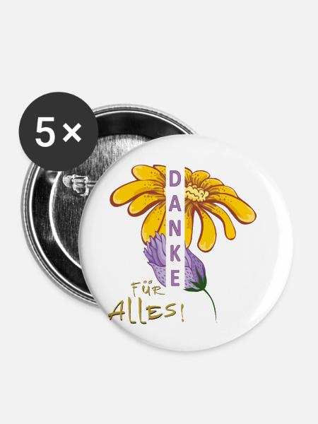 Danke für alles - Buttons klein 25 mm (5er Pack) - Weiß