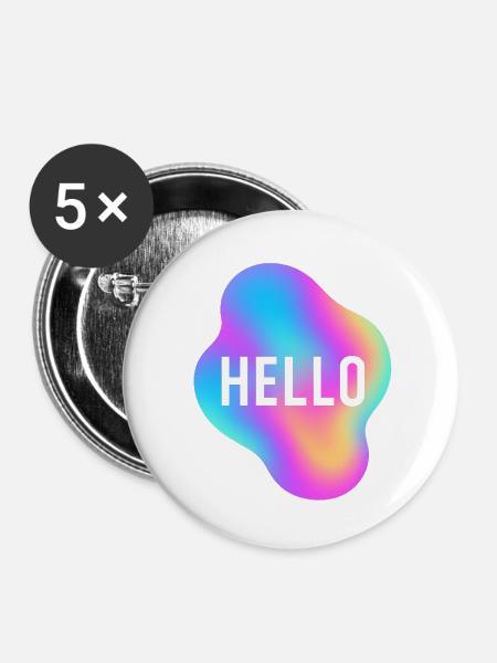 Hello - Buttons klein 25 mm (5er Pack) - Weiß