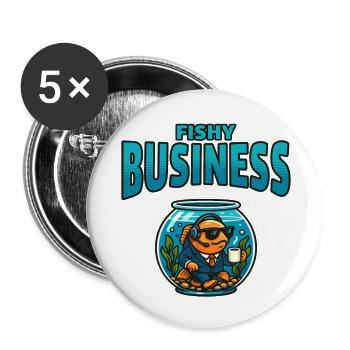Fischgeschäft im Aquarium - Buttons klein 25 mm (5er Pack) - Weiß - Vorne