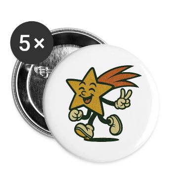 Shine & Peace – La star de la bonne humeur - Lot de 5 petits badges (25 mm) - blanc - Devant