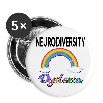 RAINBOW INCLUSION NEURODIVERSITY DYSLEXIA - Buttons small 1''/25 mm (5-pack) - white - Front