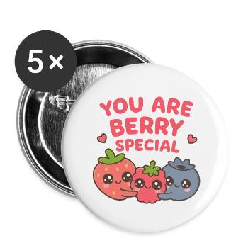 Du bist berry besonders – Süss Umarmung der Beeren - Buttons klein 25 mm (5er Pack) - Weiß - Vorne