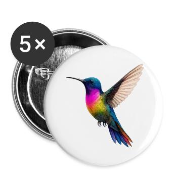 Vibrant Rainbow Hummingbird Design - Buttons small 1''/25 mm (5-pack) - white - Front
