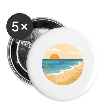 Strand mit Sonne - Buttons klein 25 mm (5er Pack) - Weiß - Vorne