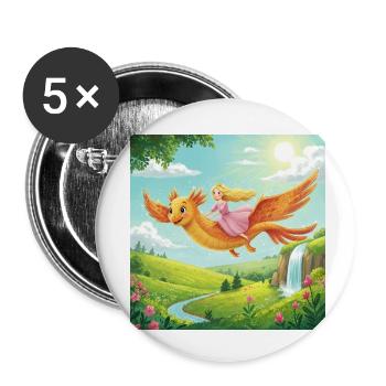 Voyage imaginatif du dragon - Lot de 5 petits badges (25 mm) - blanc - Devant