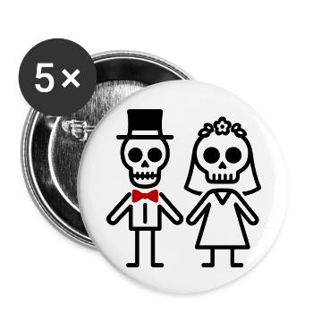 Couple Wedding Skeleton - Buttons small 1''/25 mm (5-pack) - white - Front