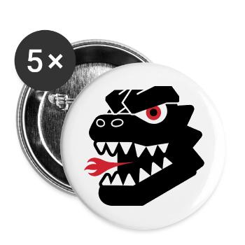Tête de dragon - Lot de 5 petits badges (25 mm) - blanc - Devant