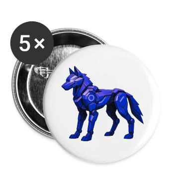 Futuristic Digital Wolf Illustration - Buttons small 1''/25 mm (5-pack) - white - Front