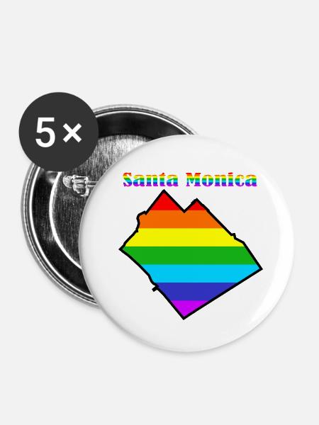 Santa Monica L.A. Regenbogen - Buttons klein 25 mm (5er Pack) - Weiß