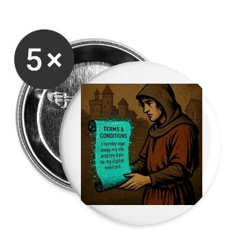 Méfiez-vous des petits caractères. - Lot de 5 petits badges (25 mm) - blanc - Devant