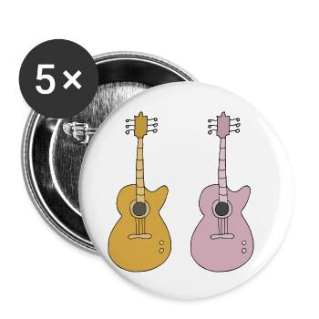 Deux guitares - Lot de 5 petits badges (25 mm) - blanc - Devant