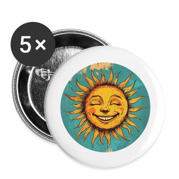 Sonne - Buttons klein 25 mm (5er Pack) - Weiß - Vorne