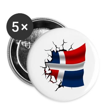 Drapeau de la République dominicaine - Lot de 5 petits badges (25 mm) - blanc - Devant