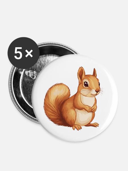 Eichhörnchen - Buttons klein 25 mm (5er Pack) - Weiß