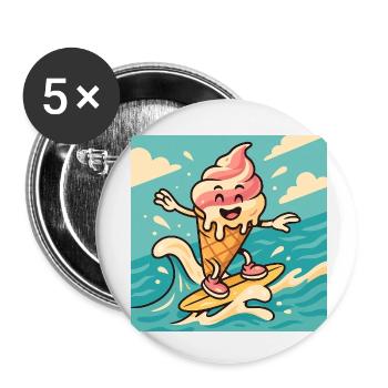Surfer – Sommerspaß & Frische - Buttons klein 25 mm (5er Pack) - Weiß - Vorne
