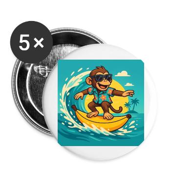 Surfing Monkey – Tropical Banana Vibes - Buttons small 1''/25 mm (5-pack) - white - Front