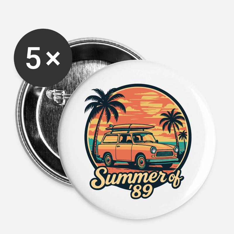 Été 89 - Lot de 5 petits badges (25 mm) - blanc