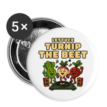 Salatrüben-Rüben-DJ-Groove - Buttons klein 25 mm (5er Pack) - Weiß - Vorne