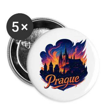Prag Hauptstadt Tschechien Silhouette Geschenk - Buttons klein 25 mm (5er Pack) - Weiß - Vorne