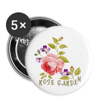 Rose Garden - Buttons klein 25 mm (5er Pack) - Weiß - Vorne