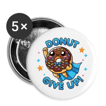 Kawaii Captain Donut Give Up Funny Food Hero - Buttons klein 25 mm (5er Pack) - Weiß - Vorne