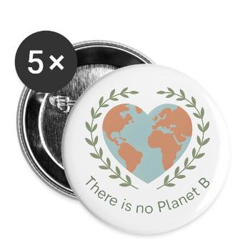 Il n’y a pas de planète B Terre Cœur - Lot de 5 petits badges (25 mm) - blanc - Devant