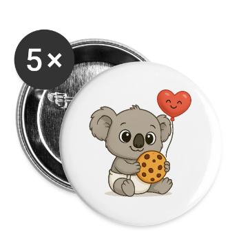 Bébé Koala - Lot de 5 petits badges (25 mm) - blanc - Devant