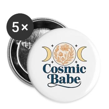 Cosmic Babe – Floral Moon Phase Design - Buttons small 1''/25 mm (5-pack) - white - Front