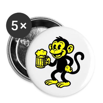 Monkey Beer Drinking - Buttons small 1''/25 mm (5-pack) - white - Front
