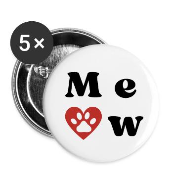 MEOW_LOVE - Buttons klein 25 mm (5er Pack) - Weiß - Vorne