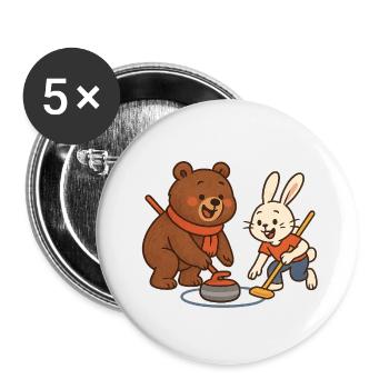 Curling - Lot de 5 petits badges (25 mm) - blanc - Devant