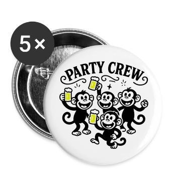 Party Crew Affe Bier - Buttons klein 25 mm (5er Pack) - Weiß - Vorne
