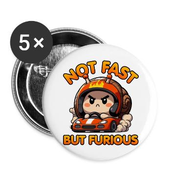 Not Fast But Furious – Kawaii Angry Snail Driving - Buttons small 1''/25 mm (5-pack) - white - Front