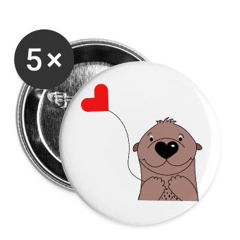 Cute Otter with Heart Balloon - Baby Clothes - Buttons small 1''/25 mm (5-pack) - white - Front