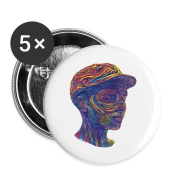 Abstract portrait with colorful lines. - Buttons small 1''/25 mm (5-pack) - white - Front
