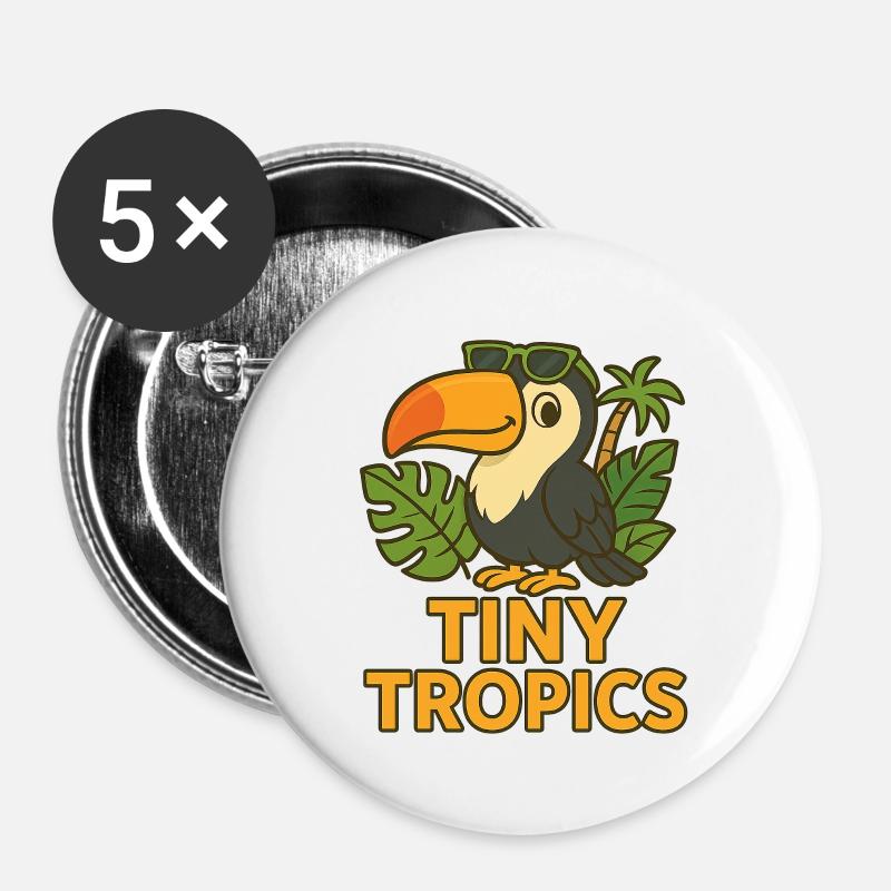 Winzige Tropen – Tukan - Buttons klein 25 mm (5er Pack) - Weiß
