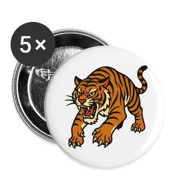 Tiger Traditional Tattoo Style - Buttons small 1''/25 mm (5-pack) - white - Front